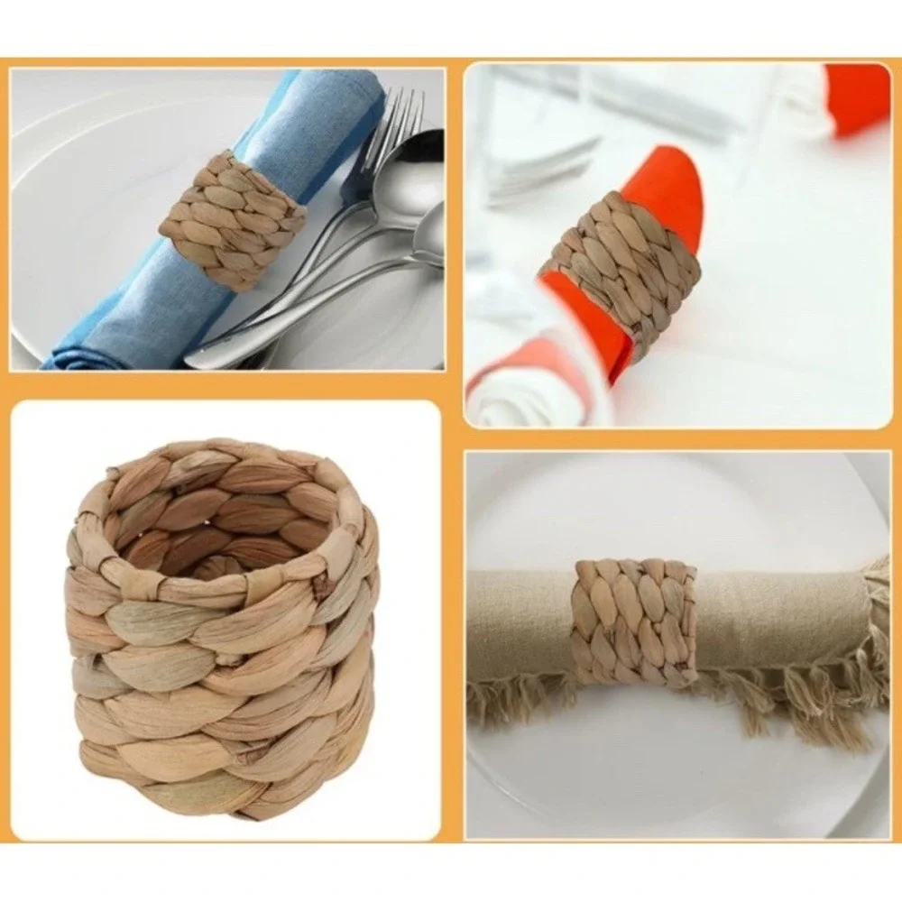 Set of 6 Vtg Woven Seagrass Napkin Rings Rustic Dining Table Place‎ Setting 2